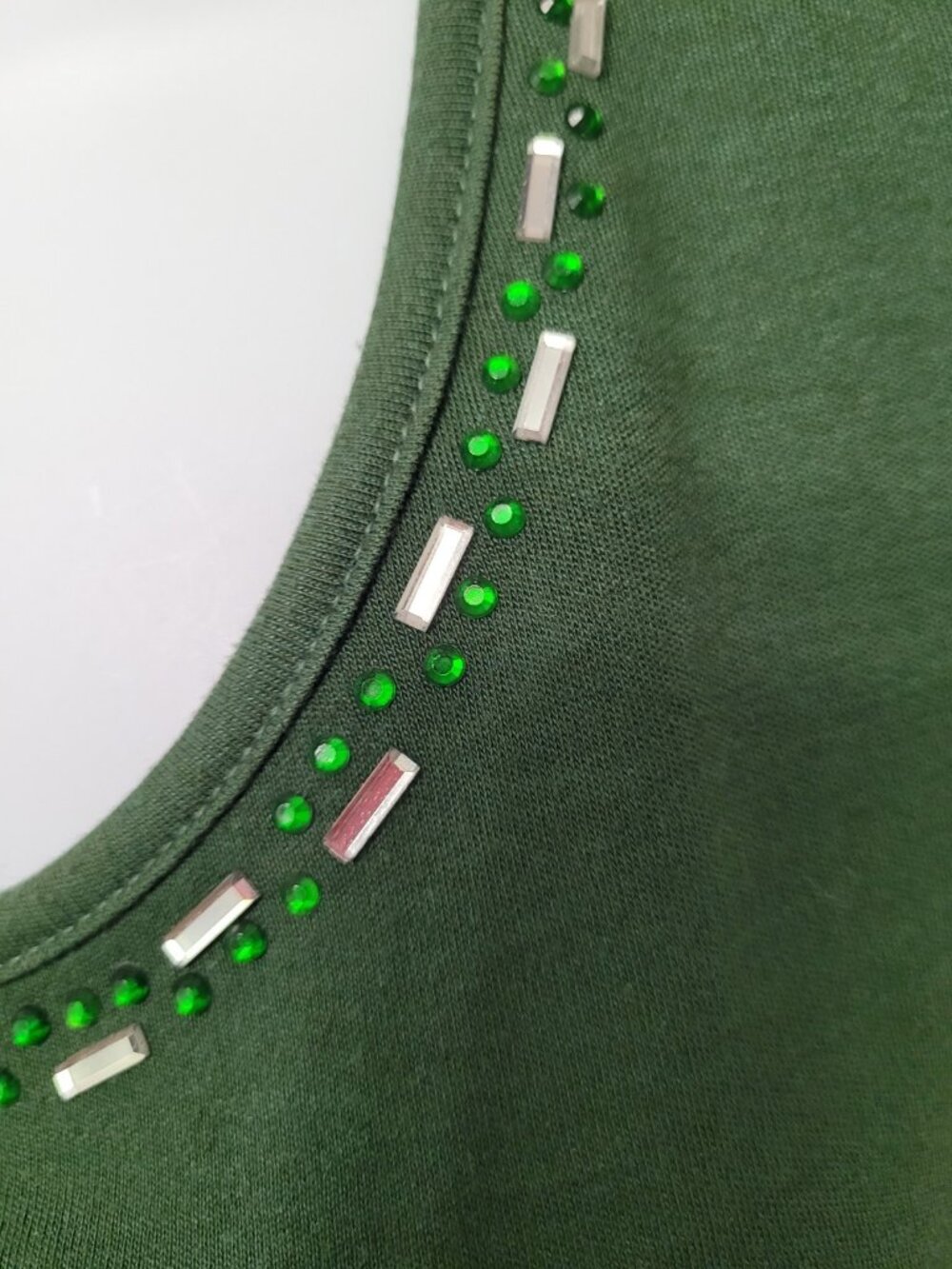 Y2K Womens Embellished Tank Top L Green Stretch Lightweight Feminine - Picture 11 of 16